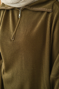 Fermuarlı Triko Takım Haki Yeşil