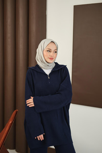 Fermuarlı Triko Takım Lacivert