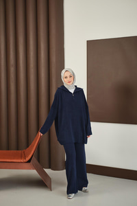 Fermuarlı Triko Takım Lacivert