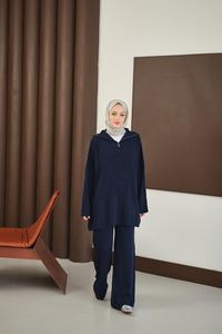 Fermuarlı Triko Takım Lacivert