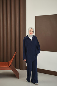 Fermuarlı Triko Takım Lacivert