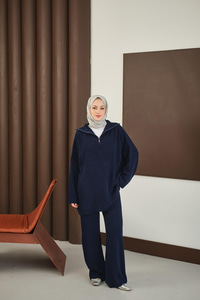 Fermuarlı Triko Takım Lacivert