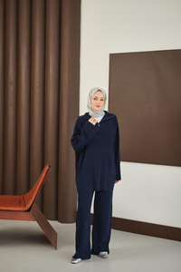 Fermuarlı Triko Takım Lacivert