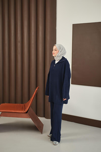 Fermuarlı Triko Takım Lacivert