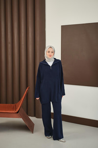 Fermuarlı Triko Takım Lacivert