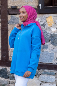 Uygun Fiyatlı FERMUARLI UC IPLIK SWEAT MAVI | Loccomoda.com 