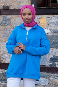 Uygun Fiyatlı FERMUARLI UC IPLIK SWEAT MAVI | Loccomoda.com 