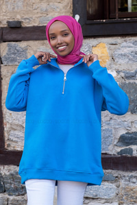 Uygun Fiyatlı FERMUARLI UC IPLIK SWEAT MAVI | Loccomoda.com 