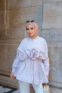 Fiona Grenli Çizgili Gömlek Bej