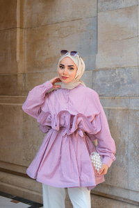 Fiona Grenli Çizgili Gömlek Bordo