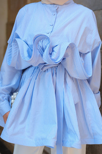 Fiona Grenli Çizgili Gömlek Mavi