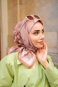 Fırça Desen Soft Eşarp Kahverengi