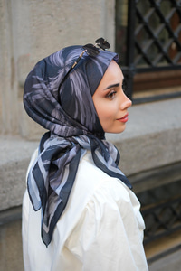 Fırça Desen Soft Eşarp Siyah