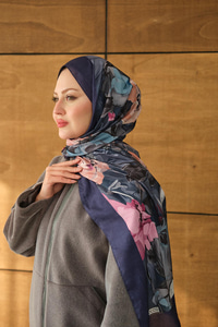 Fırça Desen Soft Şal Lacivert