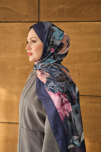 Fırça Desen Soft Şal Lacivert