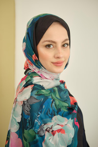 Fırça Desen Soft Şal Petrol Mavi