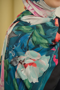 Fırça Desen Soft Şal Petrol Mavi