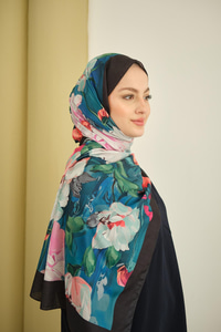 Fırça Desen Soft Şal Petrol Mavi