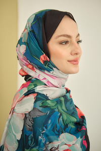 Fırça Desen Soft Şal Petrol Mavi