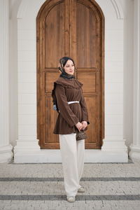 Fırfır Detay Dikiş Pensli Tunik Kahverengi