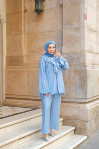 Fırfır Detay İkili Takım Açık Mavi