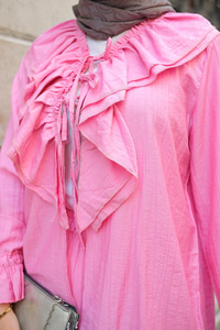 Fırfır Detay İkili Takım Pembe