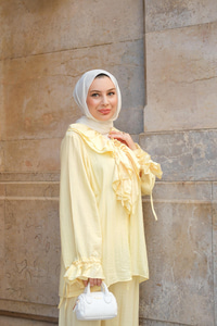 Fırfır Detay İkili Takım Sarı