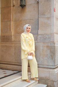 Fırfır Detay İkili Takım Sarı