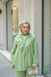 Fırfır Detay İkili Takım Yeşil