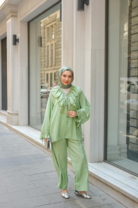 Fırfır Detay İkili Takım Yeşil