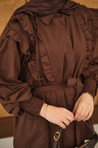 Fırfır Detaylı Gömlek Kahverengi