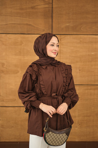 Fırfır Detaylı Gömlek Kahverengi