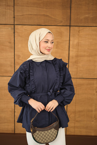 Fırfır Detaylı Gömlek Lacivert