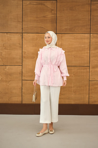 Fırfır Detaylı Gömlek Pembe