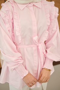 Fırfır Detaylı Gömlek Pembe