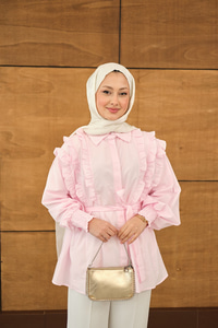 Fırfır Detaylı Gömlek Pembe