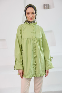 Fırfır Detaylı Gömlek Yeşil