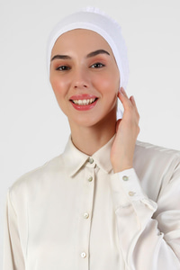 Fırfırlı Bone  Beyaz