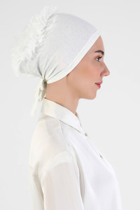 Fırfırlı Bone  Ekru