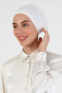 Fırfırlı Bone  Ekru