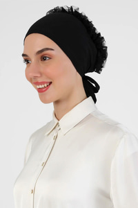 Fırfırlı Bone  Siyah