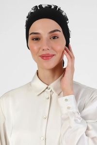 Fırfırlı Bone  Siyah