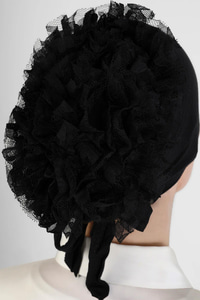 Fırfırlı Bone  Siyah