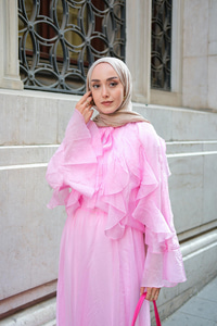 Fırfırlı İspanyol Tensel Takım Pembe