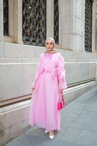 Fırfırlı İspanyol Tensel Takım Pembe