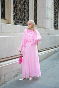 Fırfırlı İspanyol Tensel Takım Pembe