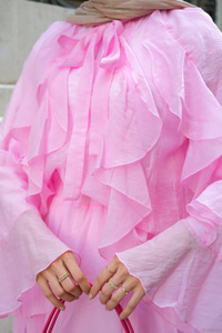 Fırfırlı İspanyol Tensel Takım Pembe