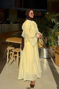 Fırfırlı İspanyol Tensel Takım Sarı