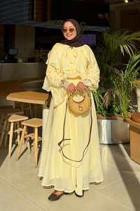 Fırfırlı İspanyol Tensel Takım Sarı