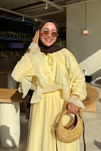 Fırfırlı İspanyol Tensel Takım Sarı